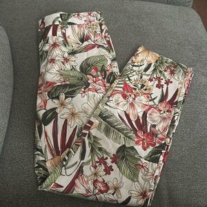 Zara floral ankle pants slim leg size small